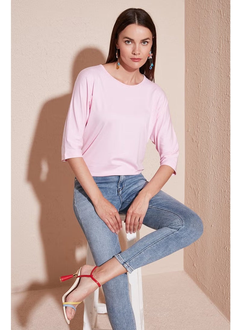 Lela Crew Neck Three Quarter Sleeve Women's Blouse 5861416Y - Image 1